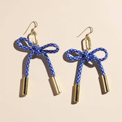 Royal Blue & White Simone Cord Earring: Silver
