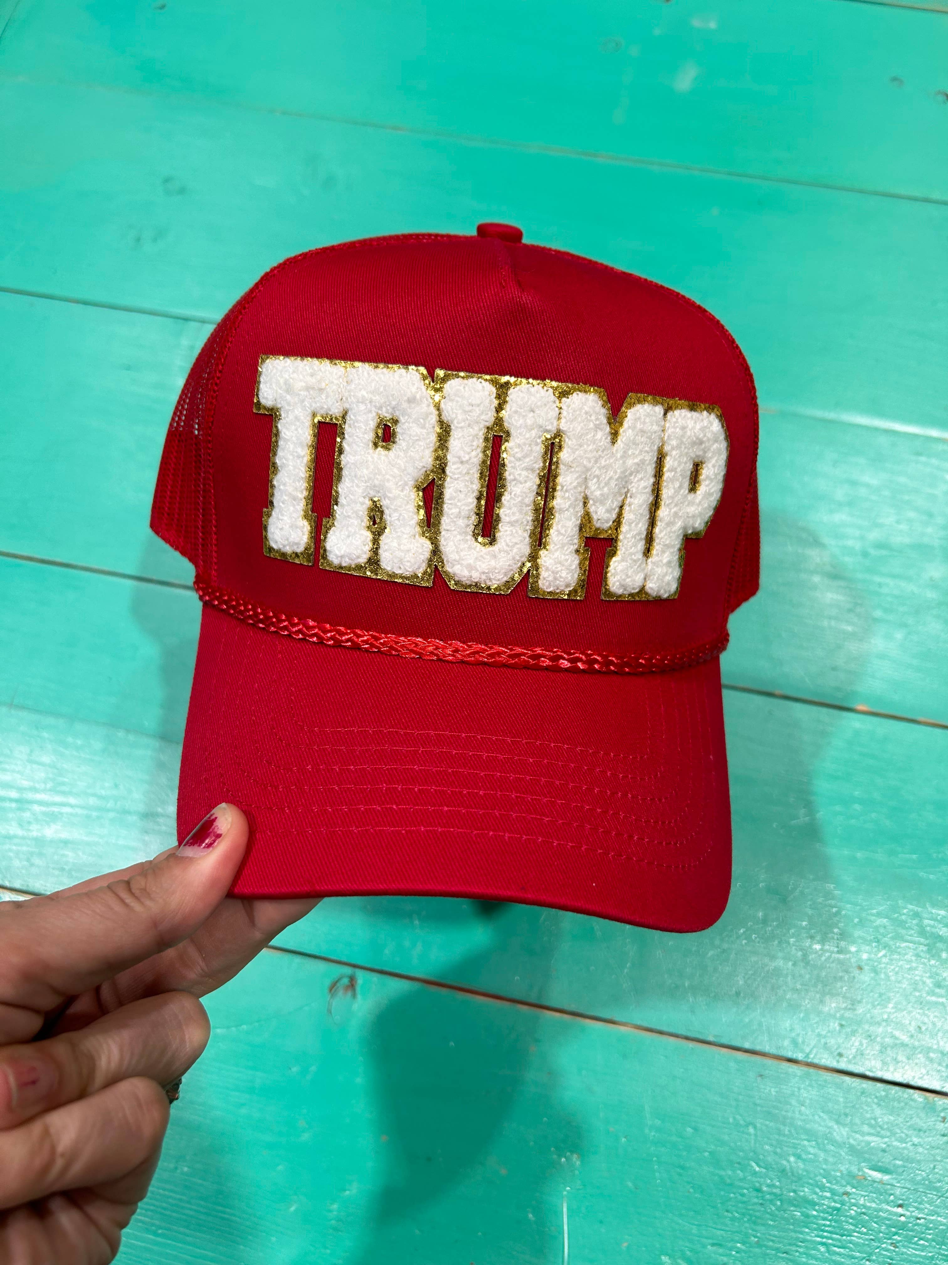 Trump Chenille Trucker | MAGA | Election Caps | USA: Structured Trucker