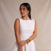 Royal Blue & White Simone Cord Earring: Silver